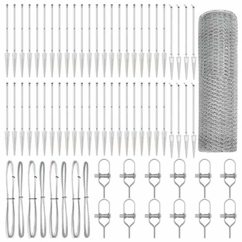 Ogrodzenie z słupkami Srebrny 0.5 x 100 m Stal pokryta PCV
