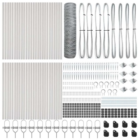 Ogrodzenie z słupkami Srebrny 0.5 x 100 m Stal pokryta PCV