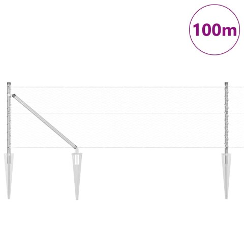 Ogrodzenie z słupkami Srebrny 0.6 x 100 m Stal pokryta PCV