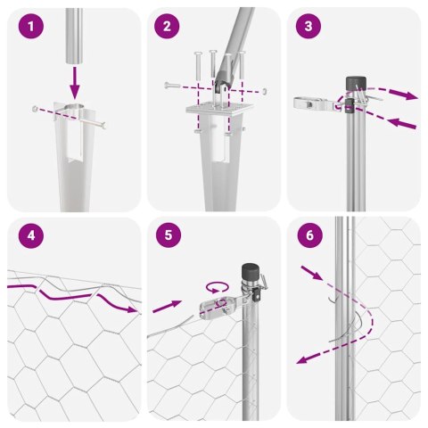 Ogrodzenie z słupkami Srebrny 0.6 x 100 m Stal pokryta PCV
