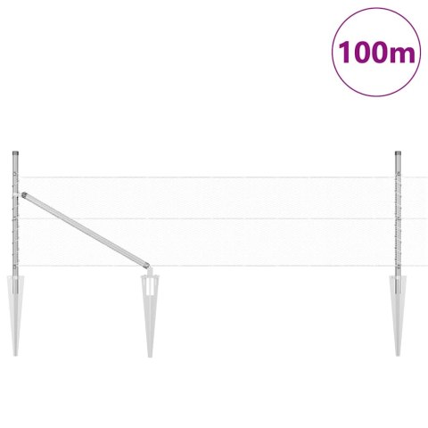 Ogrodzenie z słupkami Srebrny 0.8 x 100 m Stal pokryta PCV