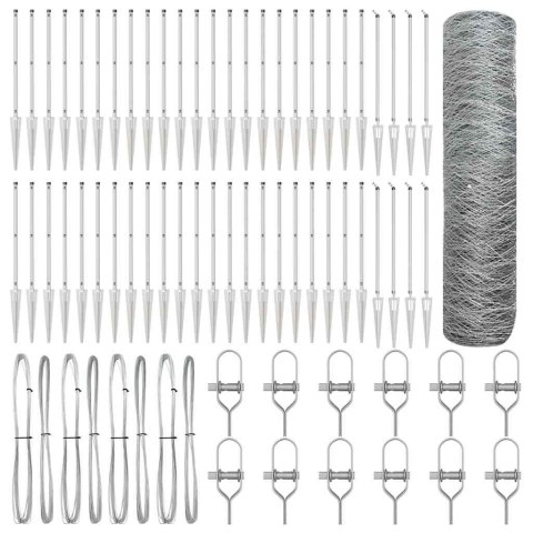 Ogrodzenie z słupkami Srebrny 0.8 x 100 m Stal pokryta PCV