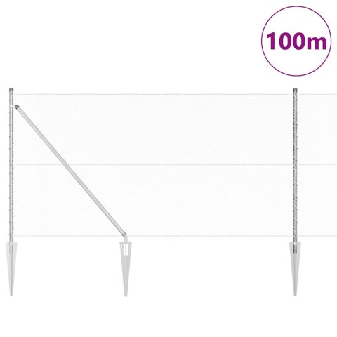 Ogrodzenie z słupkami Srebrny 1 x 100 m Stal pokryta PCV
