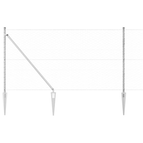 Ogrodzenie z słupkami Srebrny 1 x 100 m Stal pokryta PCV