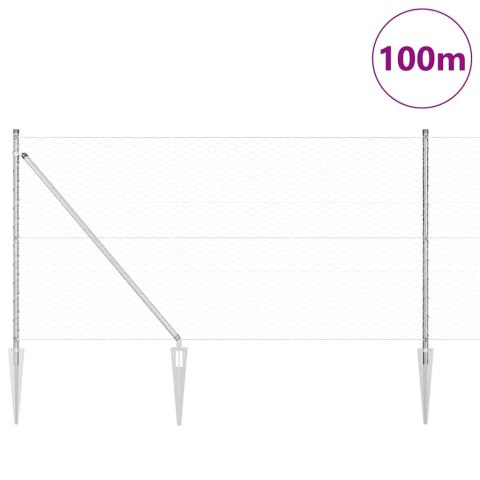 Ogrodzenie z słupkami Srebrny 1.2 x 100 m Stal pokryta PCV