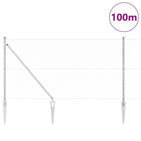 Ogrodzenie z słupkami Srebrny 1.4 x 100 m Stal pokryta PCV
