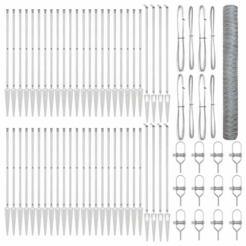 Ogrodzenie z słupkami Srebrny 1.4 x 100 m Stal pokryta PCV