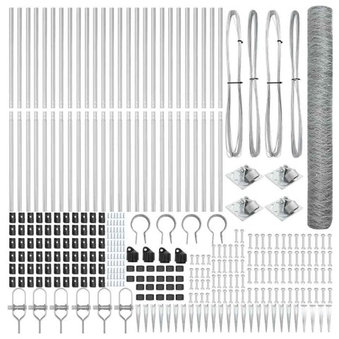Ogrodzenie z słupkami Srebrny 1.4 x 50 m Stal pokryta PCV