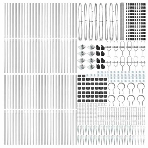 Ogrodzenie z słupkami Srebrny 1.5 x 100 m Stal pokryta PCV