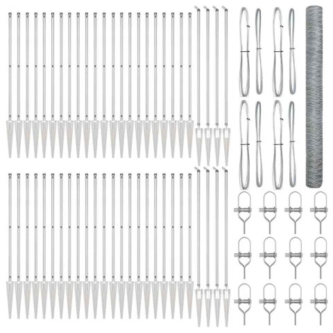 Ogrodzenie z słupkami Srebrny 1.5 x 100 m Stal pokryta PCV