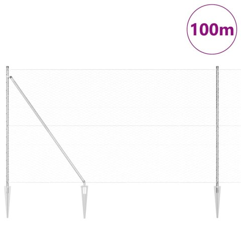 Ogrodzenie z słupkami Srebrny 1.5 x 100 m Stal pokryta PCV