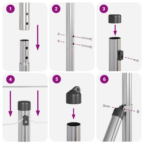 Ogrodzenie z słupkami Srebrny 1.5 x 50 m Stal pokryta PCV