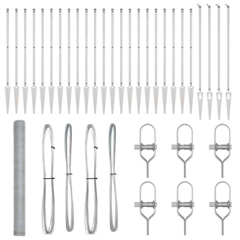 Ogrodzenie z słupkami Srebrny 1.5 x 50 m Stal pokryta PCV