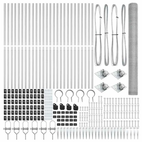 Ogrodzenie z słupkami Srebrny 1.5 x 50 m Stal pokryta PCV