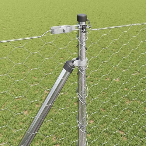 Ogrodzenie z słupkami Srebrny 1.5 x 50 m Stal pokryta PCV