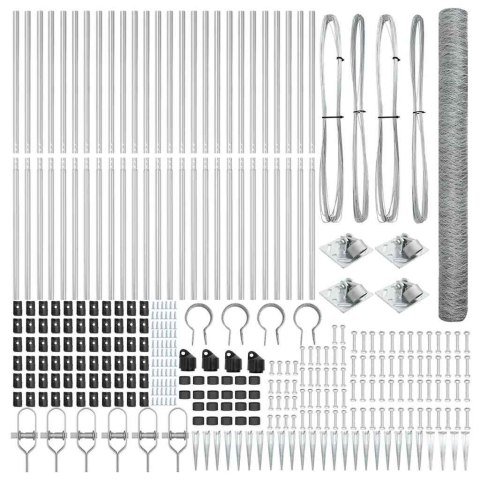 Ogrodzenie z słupkami Srebrny 1.5 x 50 m Stal pokryta PCV
