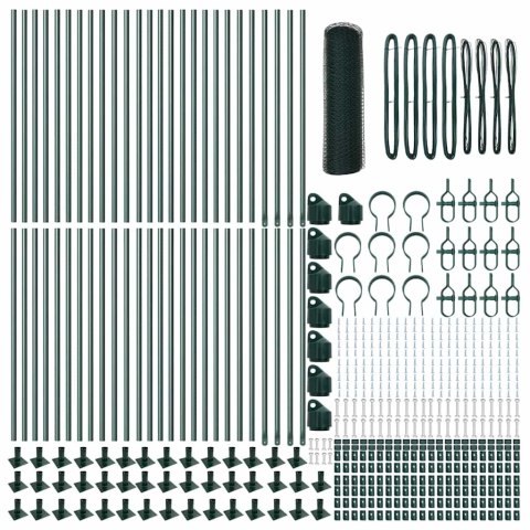 Ogrodzenie z słupkami Zielony 0.5 x 100 m Stal pokryta PCV