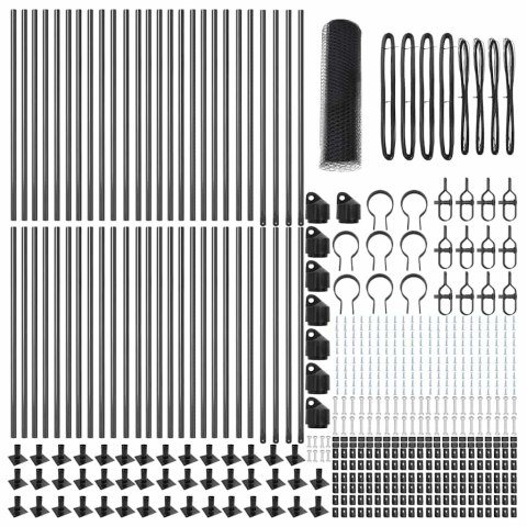 Ogrodzenie z słupkami Szary 0.4 x 100 m Stal pokryta PCV