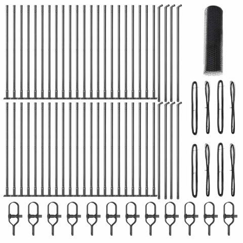 Ogrodzenie z słupkami Szary 0.8 x 100 m Stal pokryta PCV