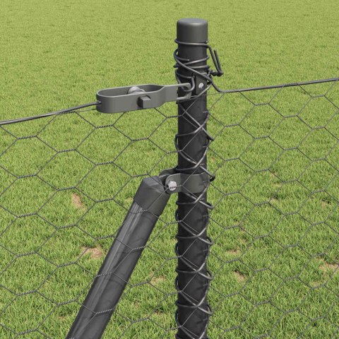 Ogrodzenie z słupkami Szary 1 x 100 m Stal pokryta PCV