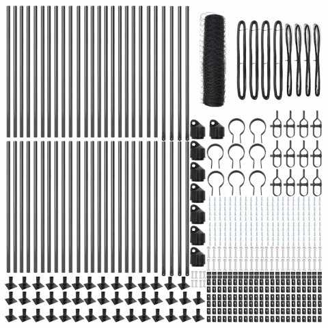 Ogrodzenie z słupkami Szary 1 x 100 m Stal pokryta PCV