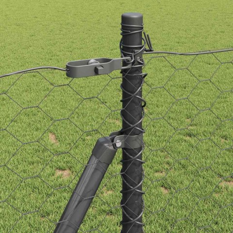 Ogrodzenie z słupkami Szary 1 x 100 m Stal pokryta PCV