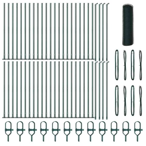 Ogrodzenie z słupkami Zielony 1 x 100 m Stal pokryta PCV