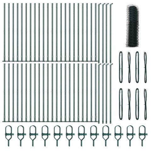 Ogrodzenie z słupkami Zielony 1 x 100 m Stal pokryta PCV