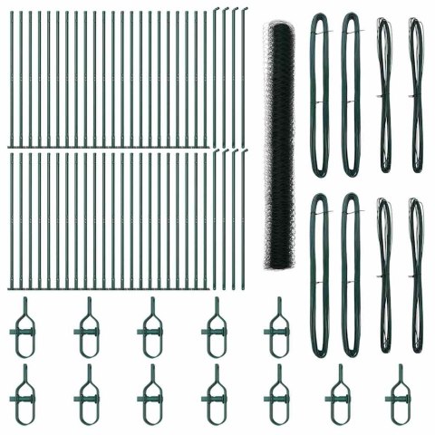Ogrodzenie z słupkami Zielony 1.4 x 100 m Stal pokryta PCV
