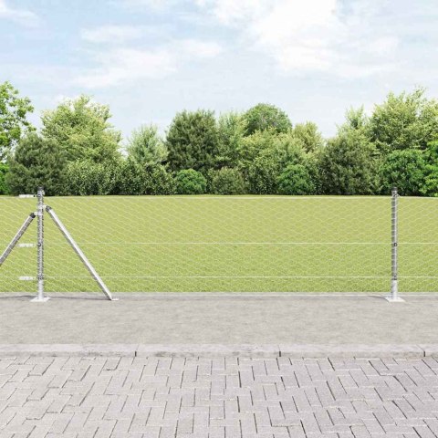 Ogrodzenie z słupkami Srebrny 0.6 x 100 m Stal pokryta PCV