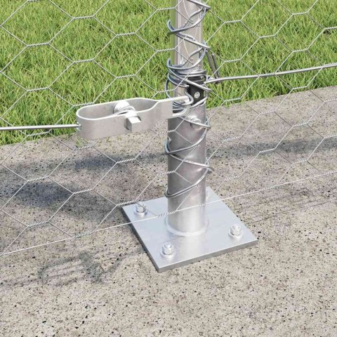 Ogrodzenie z słupkami Srebrny 1 x 100 m Stal pokryta PCV