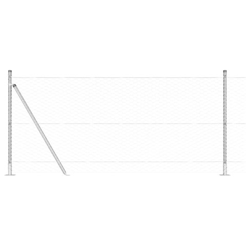 Ogrodzenie z słupkami Srebrny 1 x 100 m Stal pokryta PCV