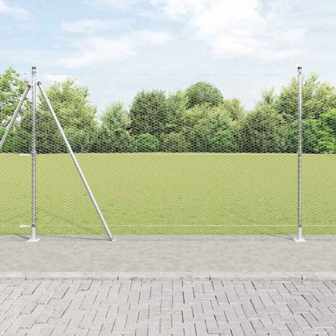 Ogrodzenie z słupkami Srebrny 1.5 x 100 m Stal pokryta PCV