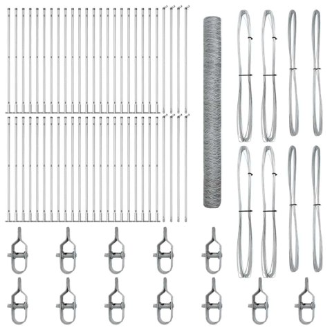 Ogrodzenie z słupkami Srebrny 1.5 x 100 m Stal pokryta PCV