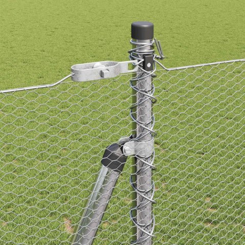 Ogrodzenie z słupkami Srebrny 1.5 x 50 m Stal pokryta PCV