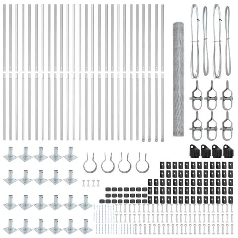 Ogrodzenie z słupkami Srebrny 1.5 x 50 m Stal pokryta PCV