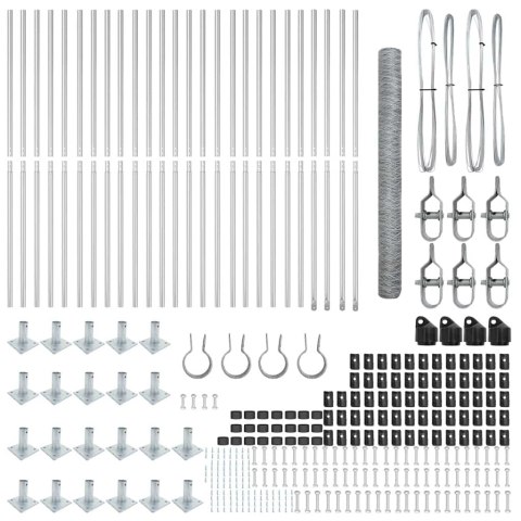 Ogrodzenie z słupkami Srebrny 1.6 x 50 m Stal pokryta PCV