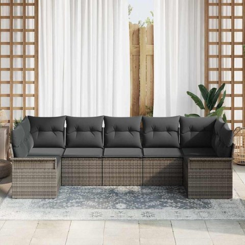 Zestaw Sof na Ogród z poduszką 7 pcs Szary Polirattan