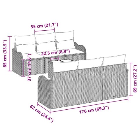 Zestaw Sof na Ogród z poduszką 7 pcs Beżowy i kremowy