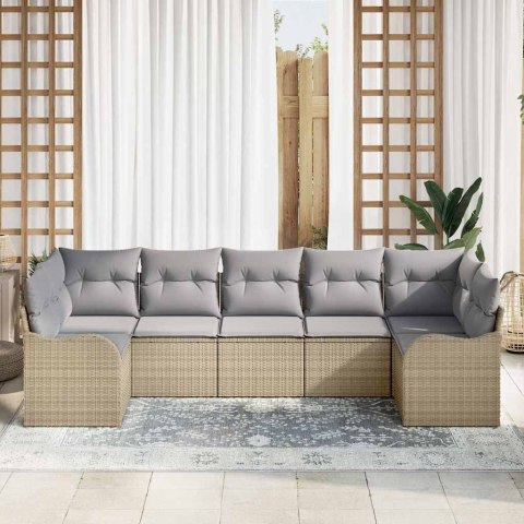 Zestaw Sof na Ogród 7 pcs beżowo-jasnoszary Polirattan