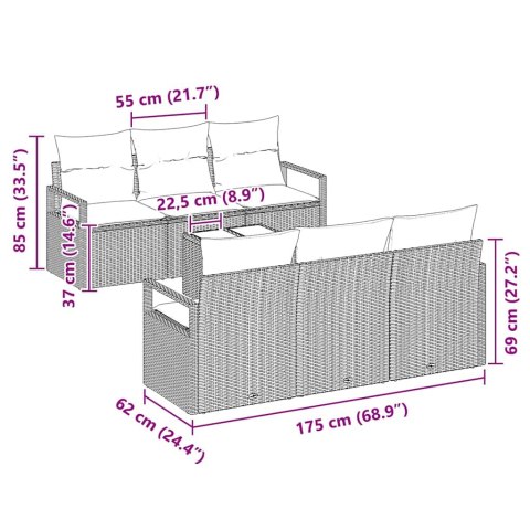 Zestaw Sof na Ogród 7 pcs Beżowy i kremowy polirattan