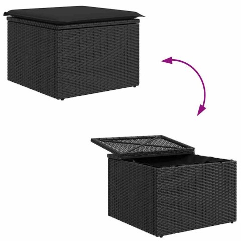 Zestaw Sof na Ogród z poduszką z przechowywaniem 4 pcs Czarny