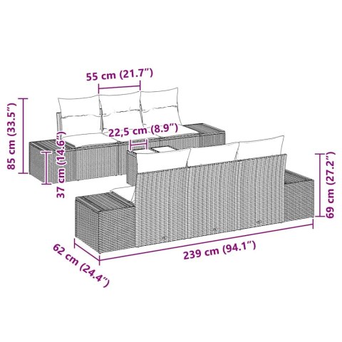 Zestaw Sof na Ogród 8 pcs Beżowy i kremowy polirattan