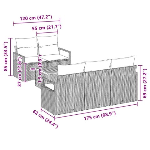 Zestaw Sof na Ogród 6 pcs beżowo-biały