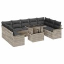 Zestaw Sof na Ogród z poduszką 10 pcs Jasnoszary Rattan poli