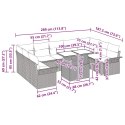 Zestaw Sof na Ogród z poduszką 10 pcs Jasnoszary Rattan poli