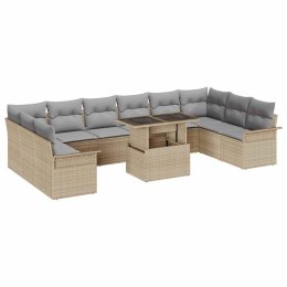 Zestaw Sof na Ogród z poduszką 11 pcs Beżowy Rattan poli
