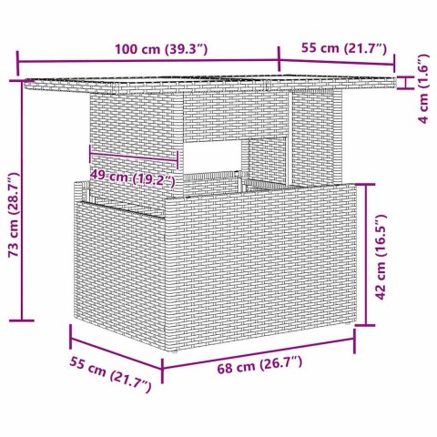 Zestaw Sof na Ogród z poduszką 11 pcs Szary Rattan poli