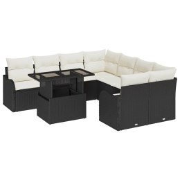 Zestaw Sof na Ogród z poduszką 9 pcs Czarny Rattan poli