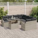 Zestaw Sof na Ogród z poduszką 9 pcs Jasnoszary Rattan poli